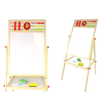 Drewniana Tablica 2w1 Magnetyczna Kredowa + Liczydło Alfabet Tabliczka Mnożenia