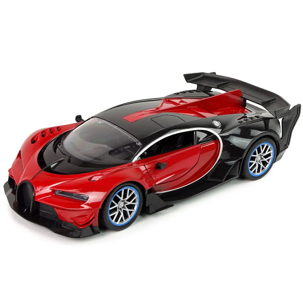 Zbliżenie na detale sportowego auta RC z pilotem