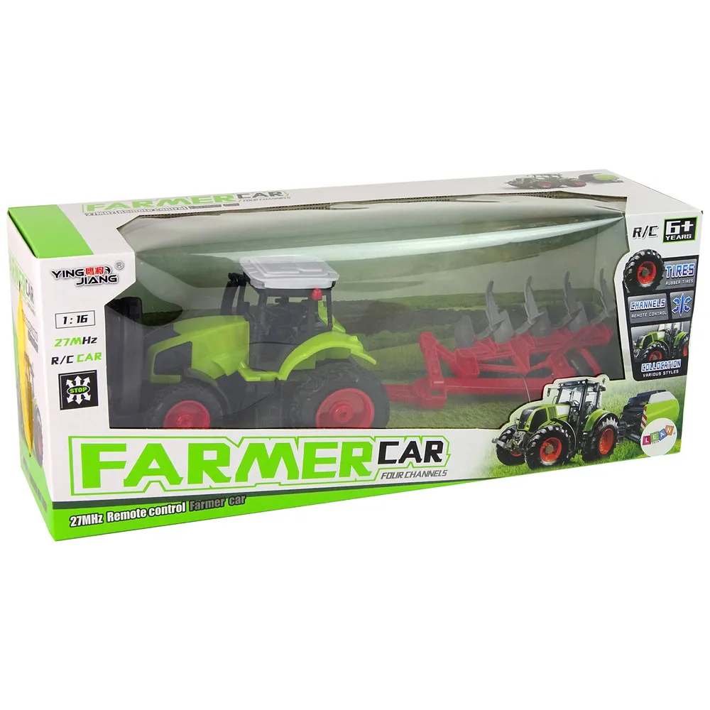 Opakowanie traktora zdalnie sterowanego w kolorze zielonym i białym