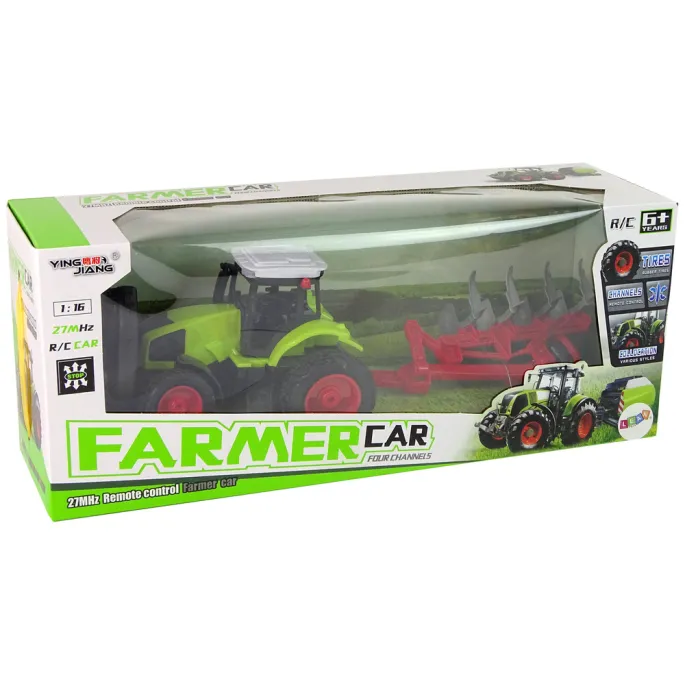 Opakowanie traktora zdalnie sterowanego w kolorze zielonym i białym