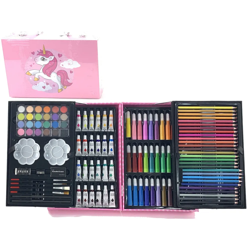 Kompletny zestaw plastyczny z kredkami, farbami i pisakami dla najmłodszych