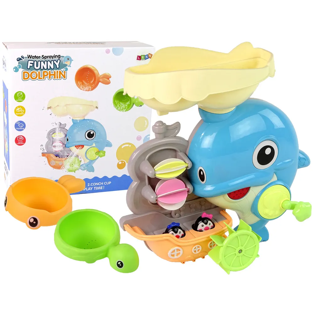 Delfin Wodospad do kąpieli z kolorowymi nabierakami dla dzieci