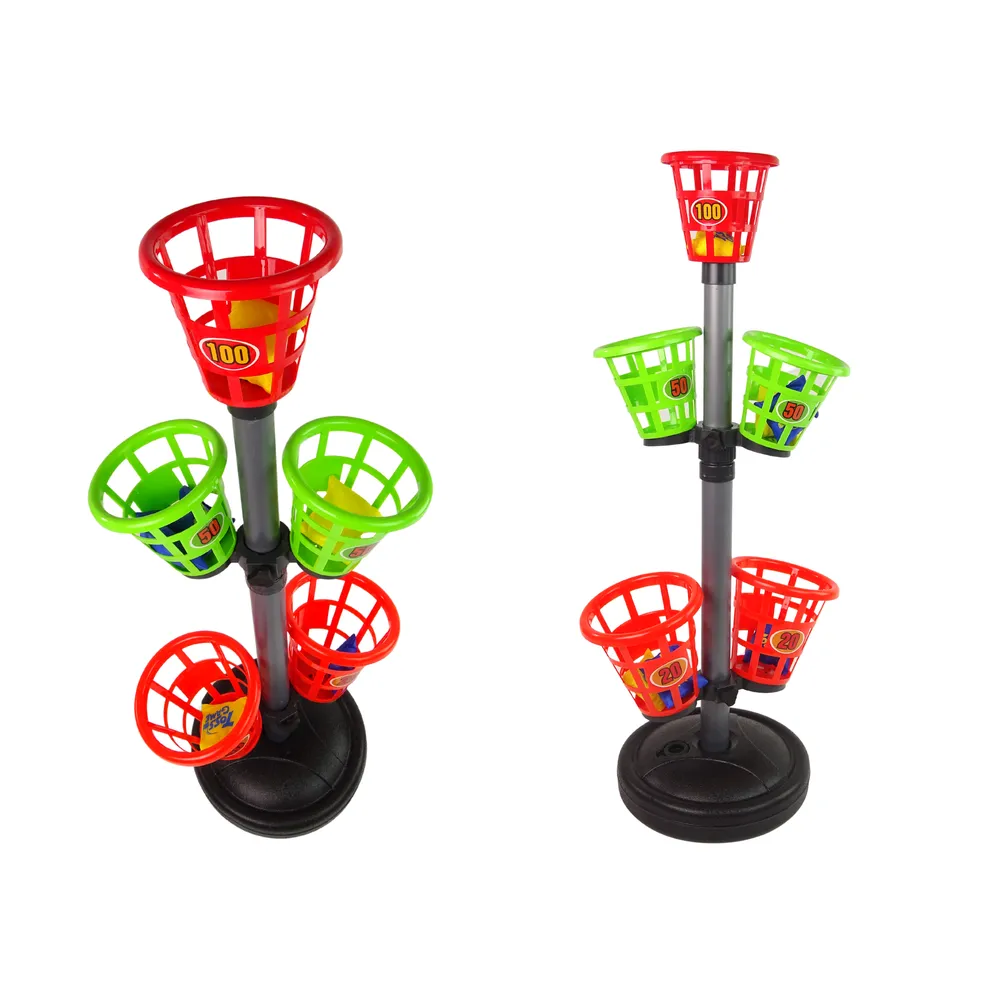 Stojak do rzutu do celu z pięcioma koszami i punktacją