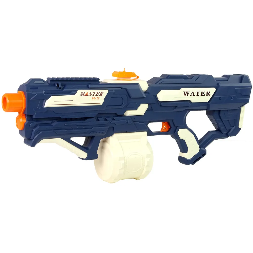 Duży niebieski pistolet na wodę dla dzieci i dorosłych, z zasięgiem do 9 metrów