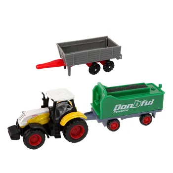 Różnorodne pojazdy rolnicze z zestawu o długości około 9 cm każdy