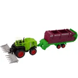 Zbliżenie na wytrzymałe traktory i przyczepy z zestawu dla dzieci