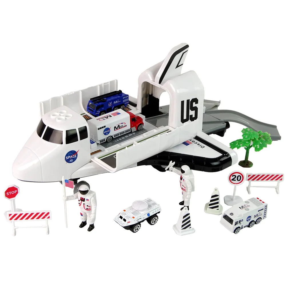 Kompletny zestaw z samolotem, statkiem kosmicznym i pojazdami do zabawy