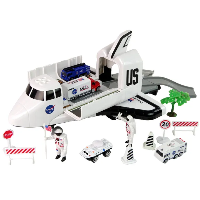 Kompletny zestaw z samolotem, statkiem kosmicznym i pojazdami do zabawy