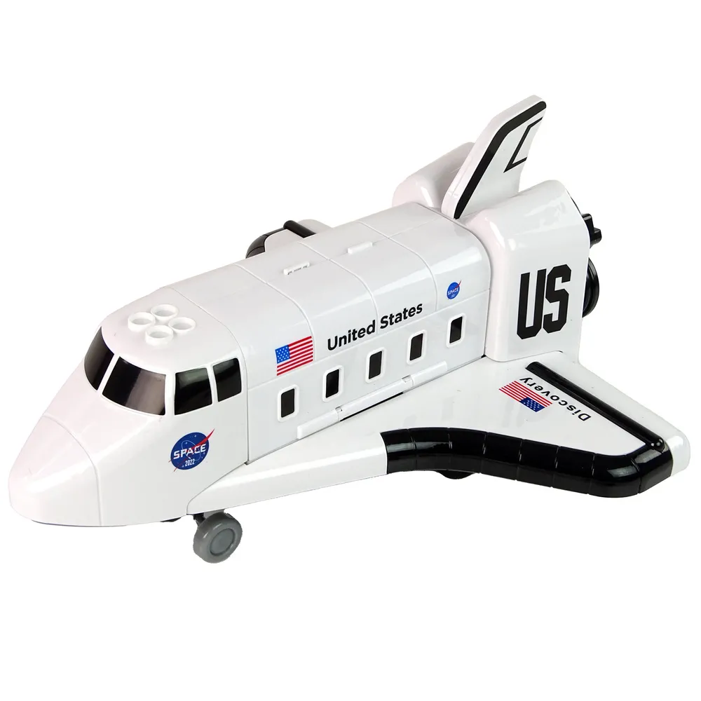 Kolorowy zestaw edukacyjny z pojazdami kosmicznymi i samolotem