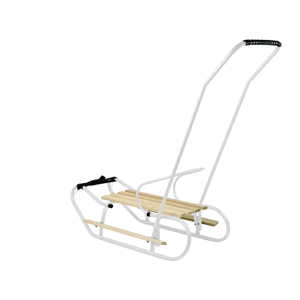 Sanki dziecięce z metalową ramą i wygodnym paskiem do ciągnięcia