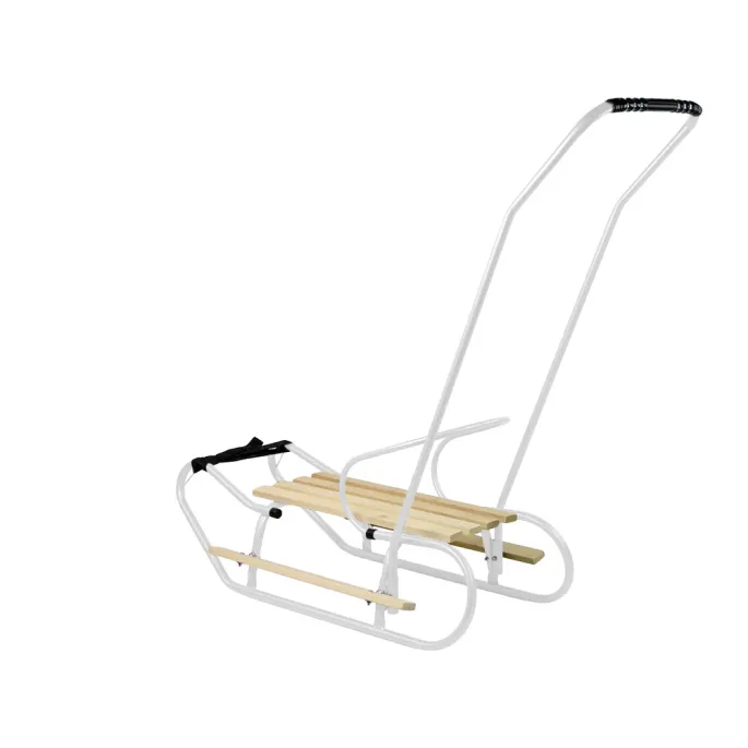 Sanki dziecięce z metalową ramą i wygodnym paskiem do ciągnięcia