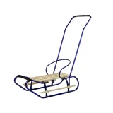 Sanki metalowe z niebieskim pchaczem i oparciem dziecięce na śnieg