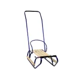 Wytrzymałe sanki dziecięce z metalową ramą i niebieskim paskiem