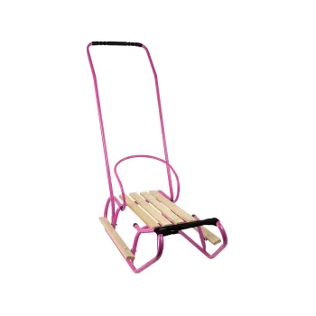 Sanki Metalowe z Pchaczem Oparcie Pasek Różowe