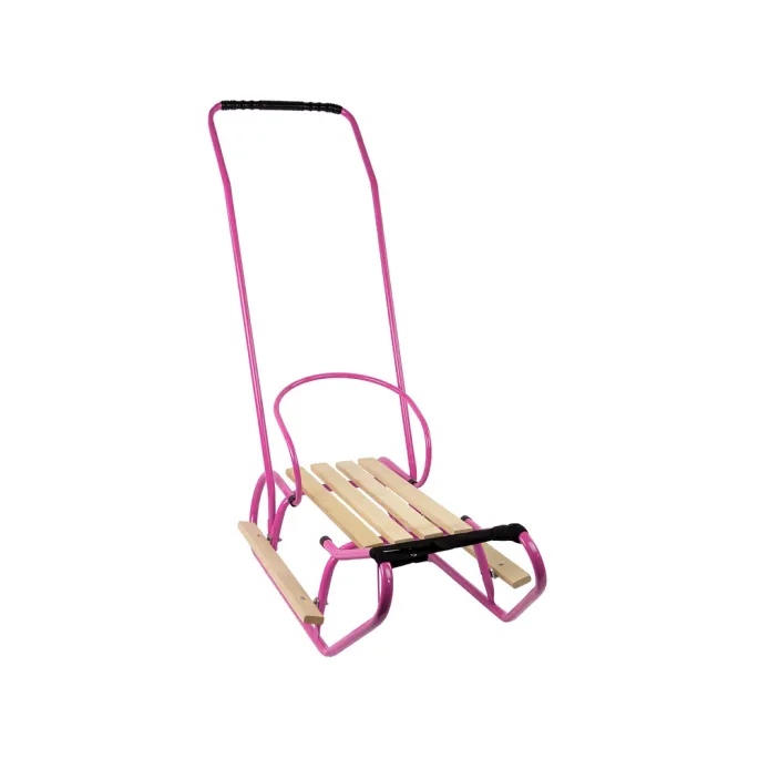 Sanki dla dzieci z paskiem i solidnym oparciem w kolorze różowym