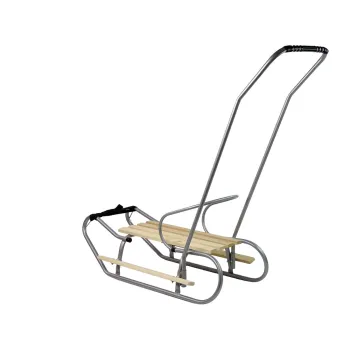 Sanki Metalowe z Pchaczem Oparcie Pasek Srebrne