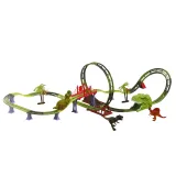 Dziecięcy zestaw torów kolejowych z interaktywnym dinozaurem i akcesoriami