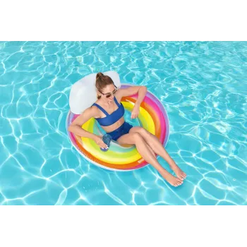 Letni relaks z tęczowym kołem pływackim Bestway 107 cm