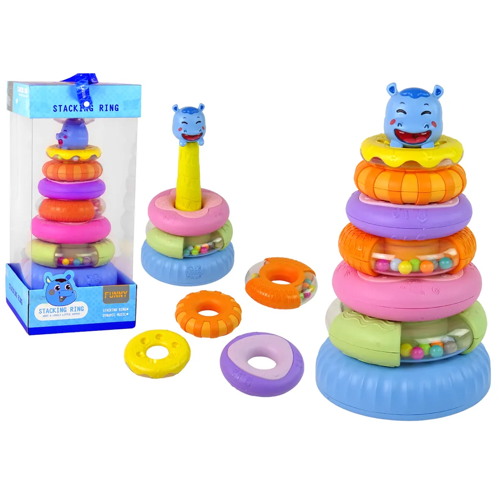 Kolorowa piramidka edukacyjna z obręczami dla dzieci powyżej 18 miesięcy