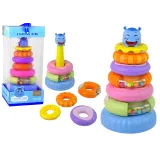 Kolorowa piramidka edukacyjna z obręczami dla dzieci powyżej 18 miesięcy