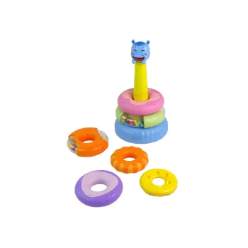 Zbliżenie na wielokolorowe obręcze zabawki edukacyjnej dla maluchów