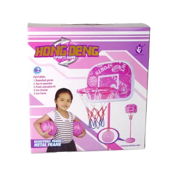 Kosz z kolorową tablicą i siatką do zabawy na dworze