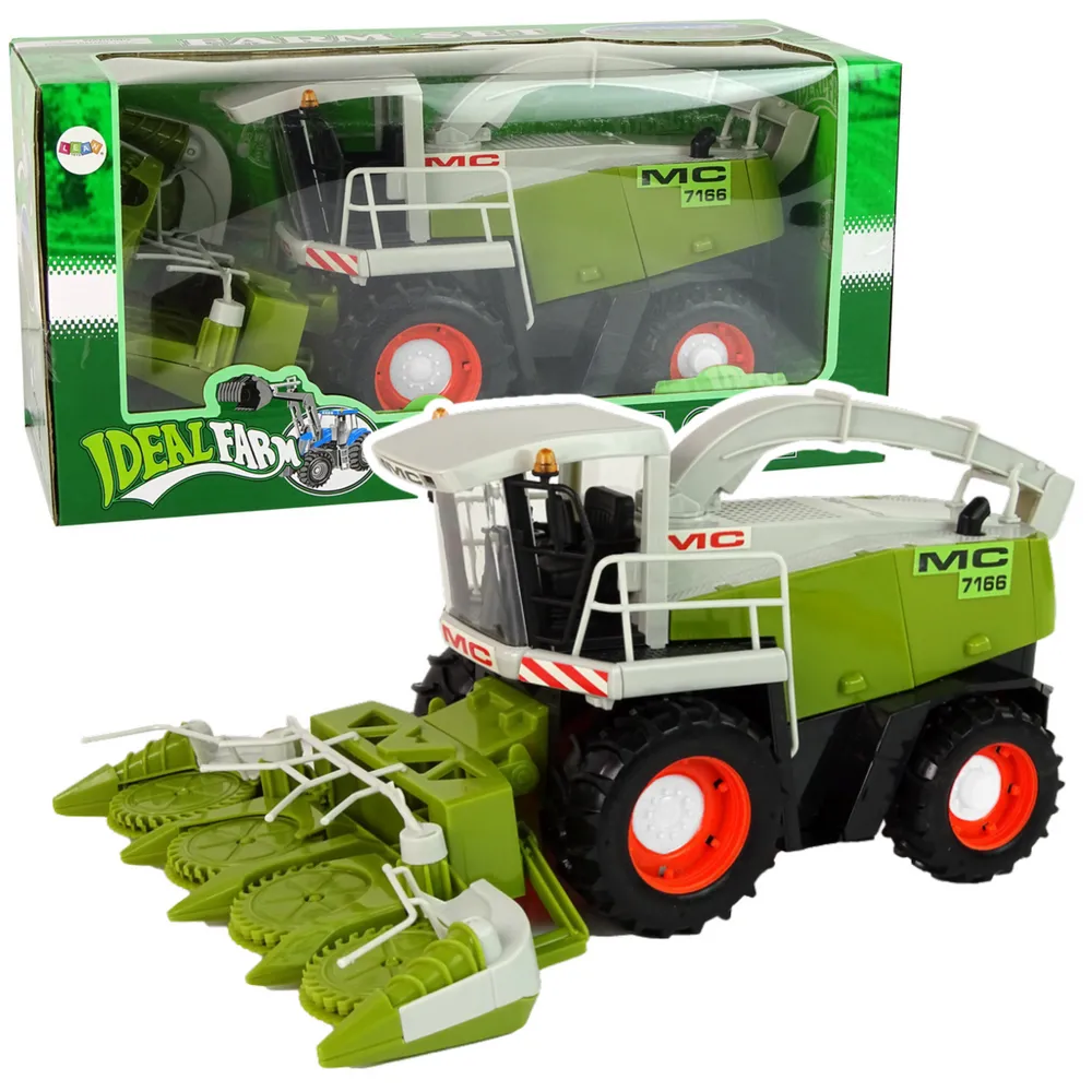 Zielony kombajn MC 7166 zabawka z ruchomymi częściami do kukurydzy