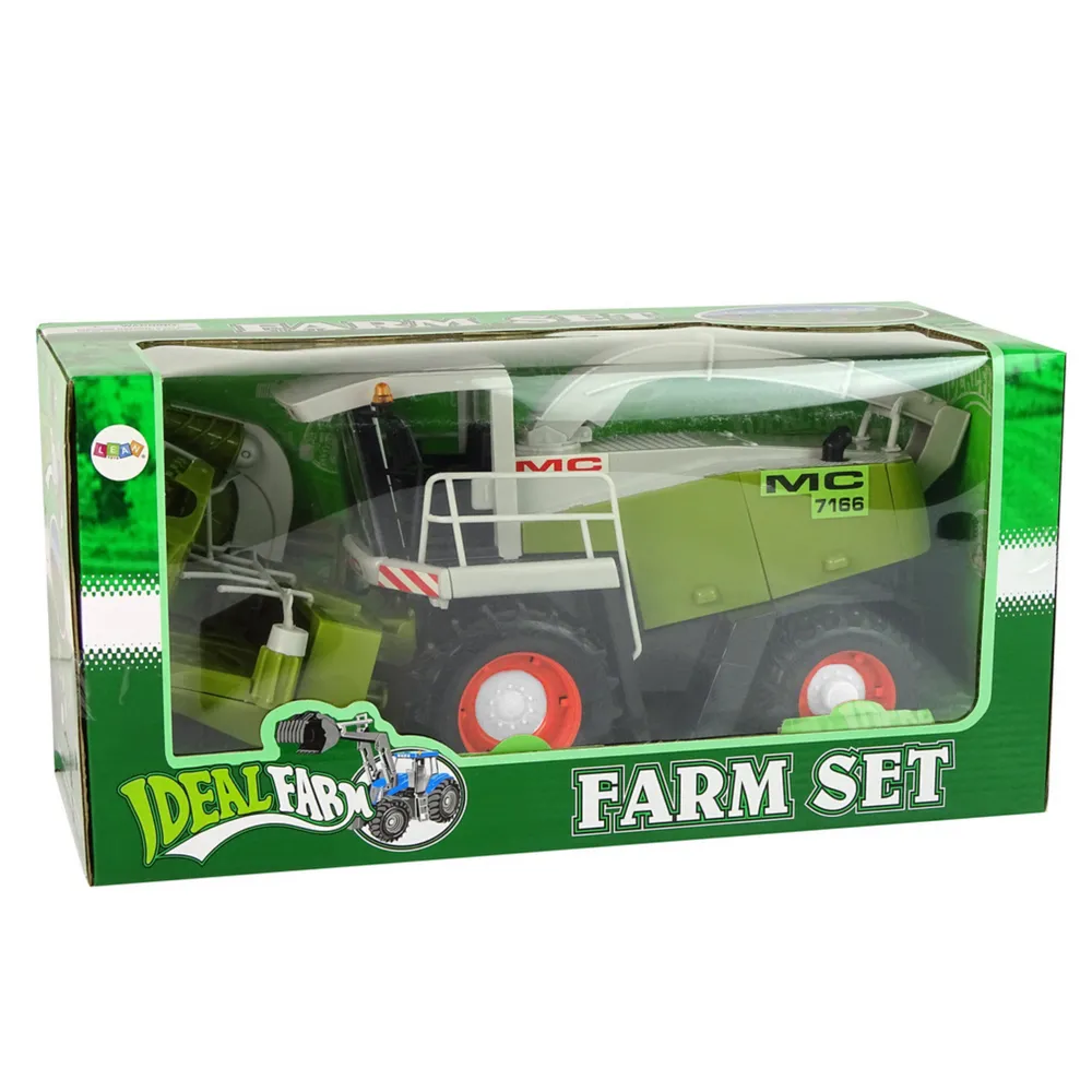 Ruchome elementy w zielonym kombajnie zabawce dla dzieci MC 7166