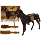 Brązowa figurka konia z akcesoriami do czesania dla dzieci