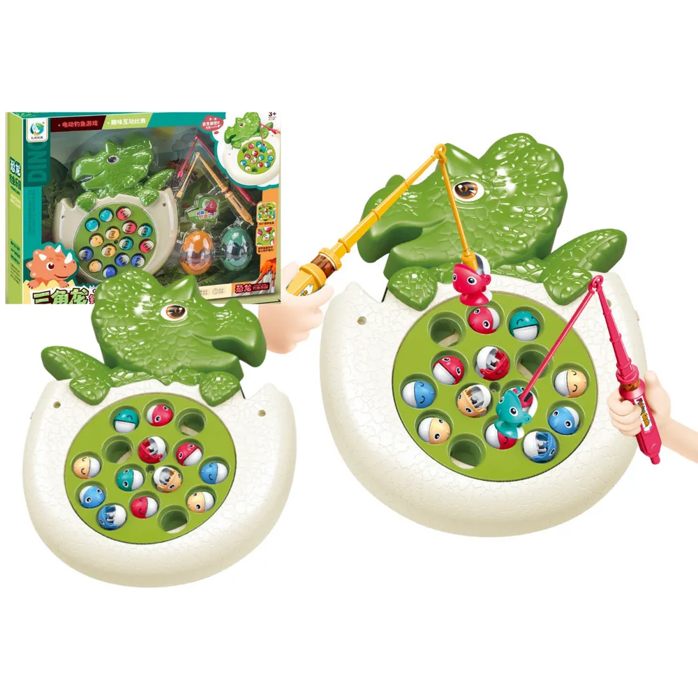 Gra łowienie rybek dinozaur z kolorowymi rybkami i wędkami dla dzieci