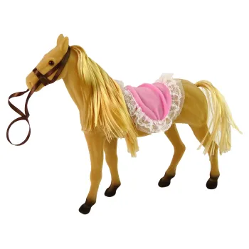 Brązowy koń z jasnobrązową grzywą w zestawie dla dzieci