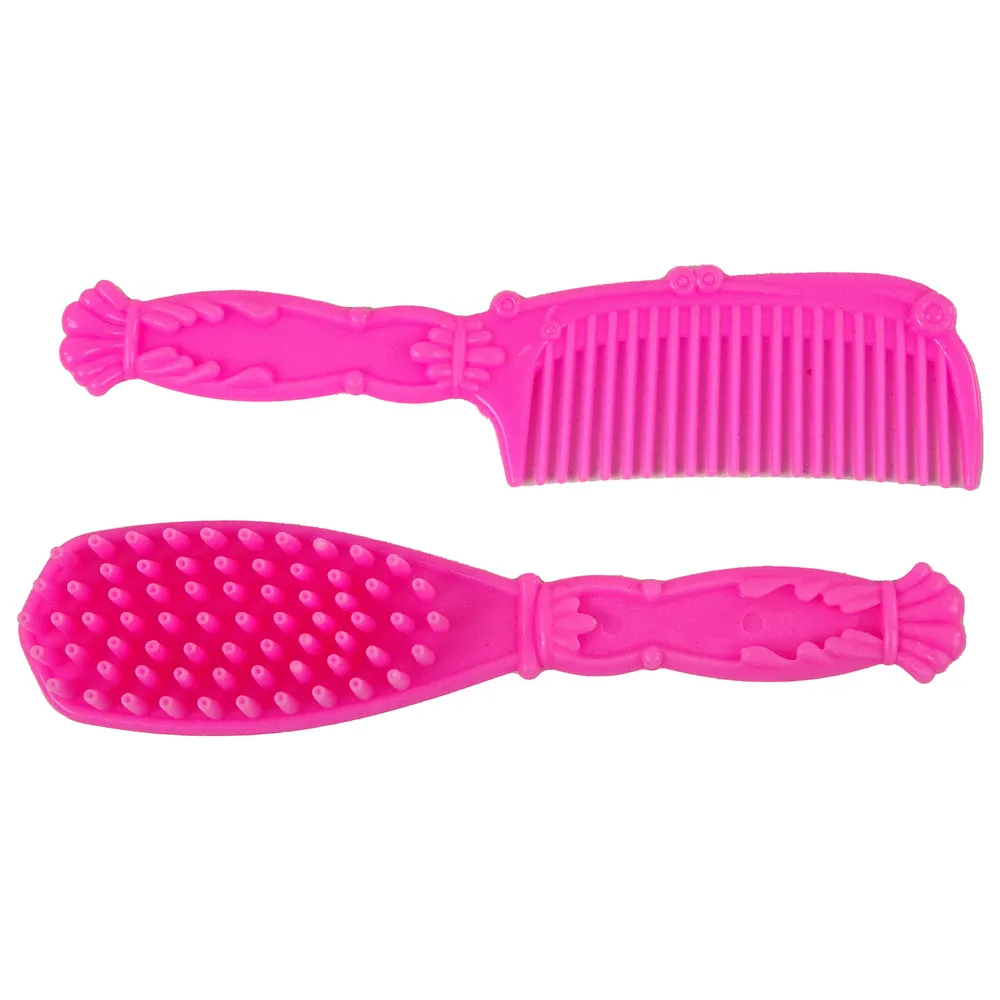 Różowy grzebień i szczotka do czesania konika w zestawie