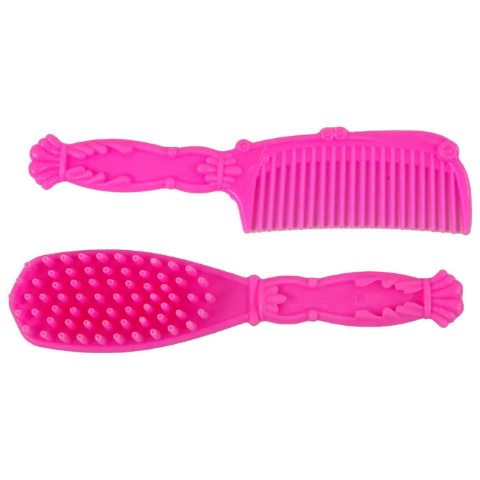 Różowy grzebień i szczotka do czesania konika w zestawie