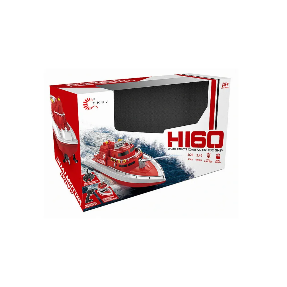 Zbliżenie na detale łodzi HI60 R/C w kolorze czerwonym