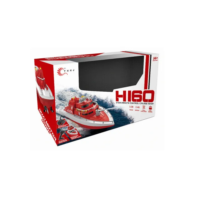 Zbliżenie na detale łodzi HI60 R/C w kolorze czerwonym