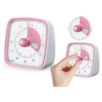 Biało-różowy minutnik z motywem jednorożca i alarmem świetlnym