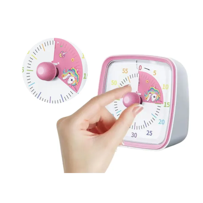 Minutnik dziecięcy z pokrętłem jednorożca i czytelną tarczą