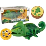 Zdalnie sterowany zielony kameleon z pilotem i świecącym grzbietem