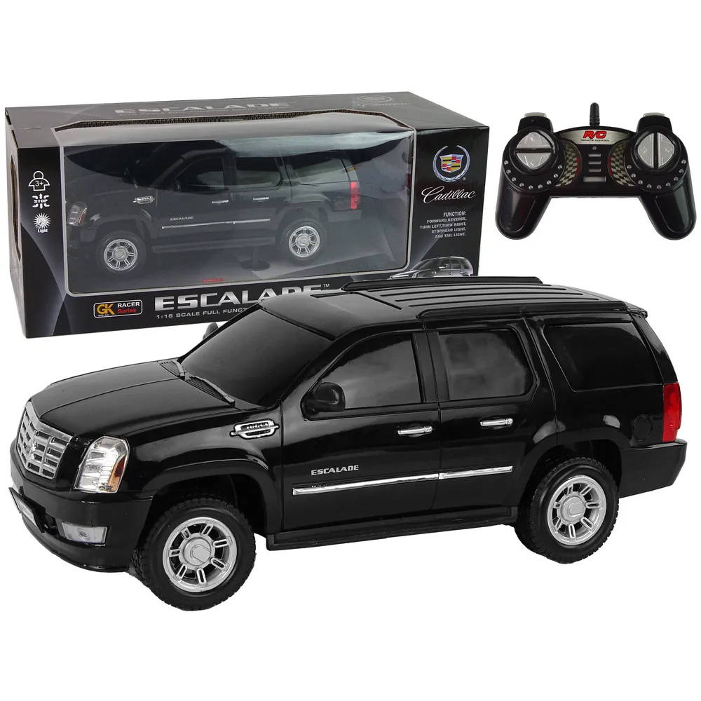 Czarny Cadillac Escalade R/C z efektami świetlnymi w skali 1:16