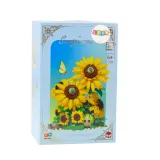 Kolorowy bukiet z klocków konstrukcyjnych z lampkami LED pod przezroczystą kopułą