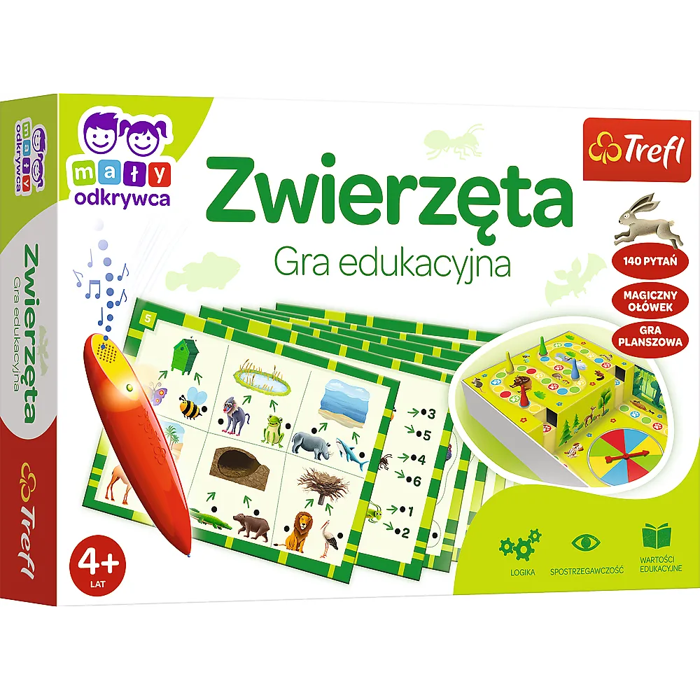 Dzieci grające w edukacyjną grę Zwierzęta Magiczny ołówek Trefl