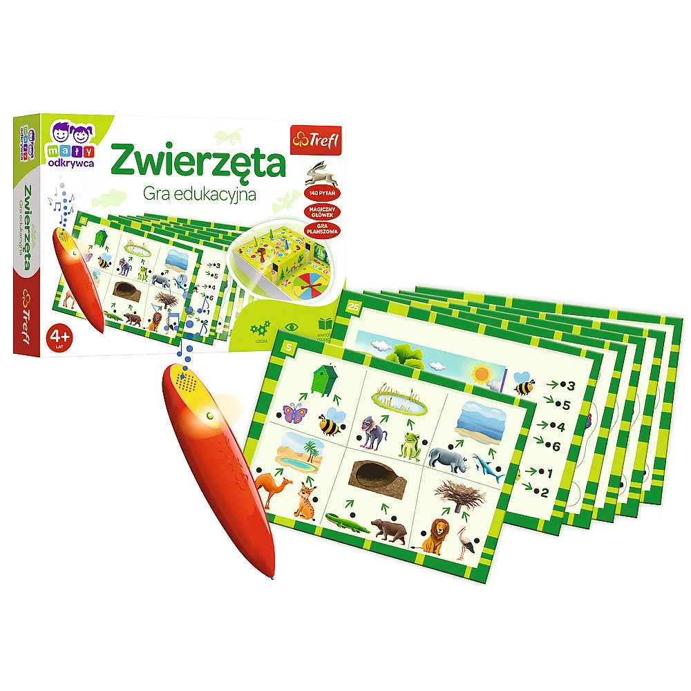 Plansza edukacyjnej gry Zwierzęta Magiczny ołówek Trefl z akcesoriami
