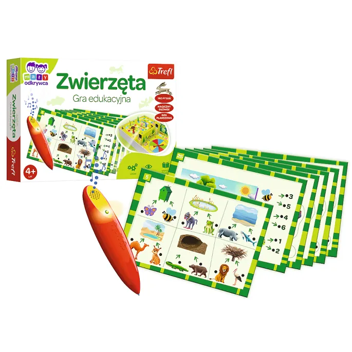 Plansza edukacyjnej gry Zwierzęta Magiczny ołówek Trefl z akcesoriami