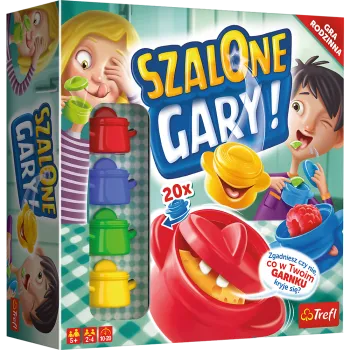 Zestaw gry rodzinnej Szalone Gary Trefl 01767 na stole