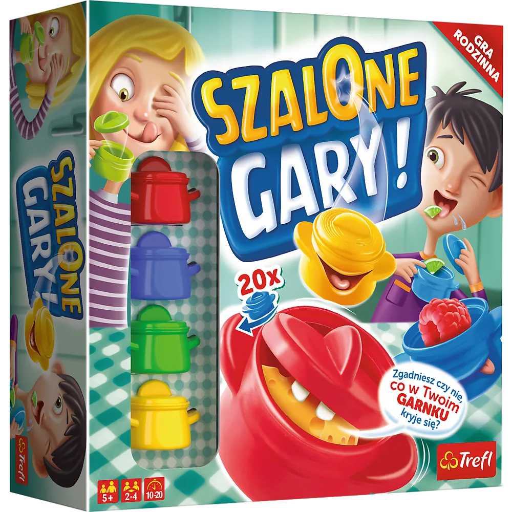 Zestaw gry rodzinnej Szalone Gary Trefl 01767 na stole
