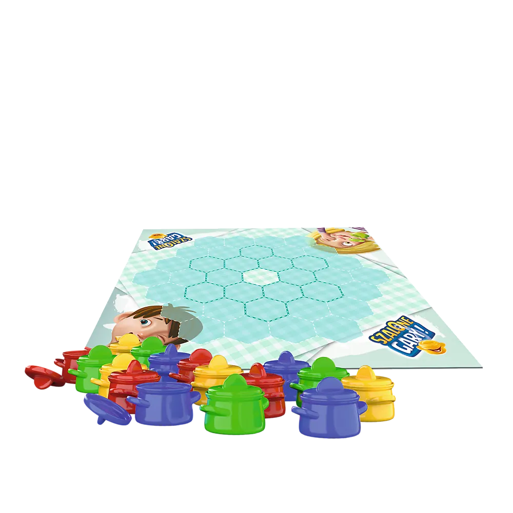 Elementy gry Szalone Gary w kolorowych garnuszkach