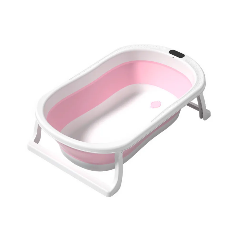 Różowa wanienka dla niemowląt z wygodnym systemem składania