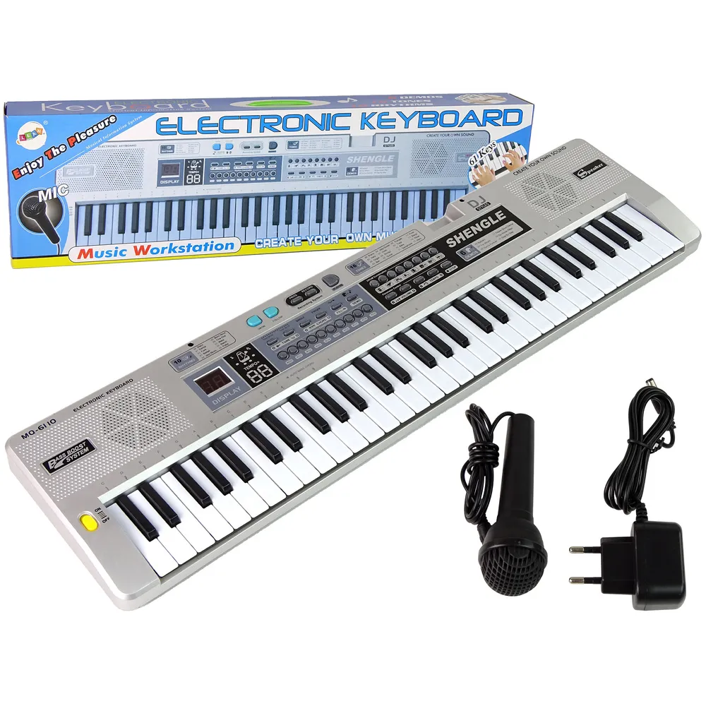 Keyboard MQ-6110 z mikrofonem dla dzieci na białym tle