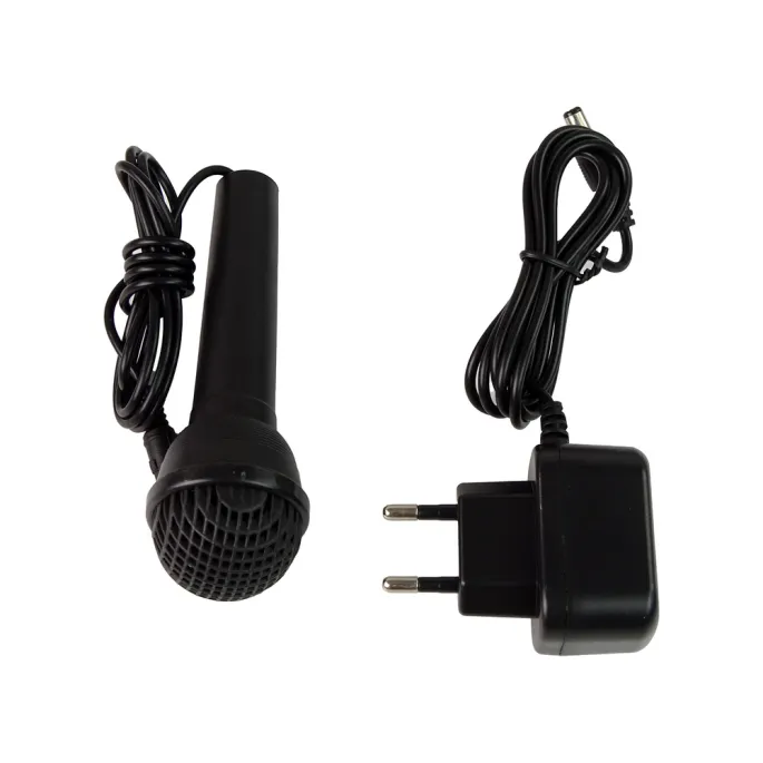 Dziecko grające na keyboardzie MQ-6110 z podłączonym mikrofonem