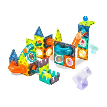 Świecąca Zjeżdżalnia Dla Kulek Klocki Magnetyczne 75 Elementów